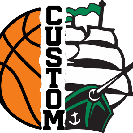 (s145-04-E) Split Mascot Basketball Team Name Custom Text