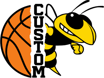 (s145-04-E) Split Mascot Basketball Team Name Custom Text