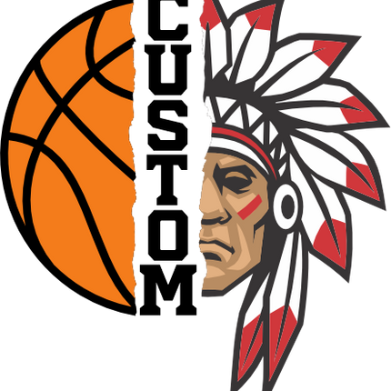 (s145-04-E) Split Mascot Basketball Team Name Custom Text
