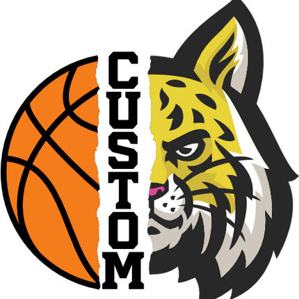 (s145-04-E) Split Mascot Basketball Team Name Custom Text