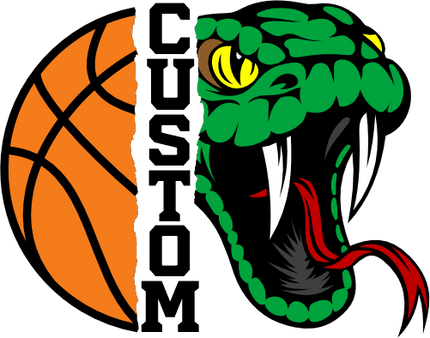 (s145-04-E) Split Mascot Basketball Team Name Custom Text