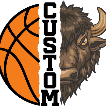 (s145-04-E) Split Mascot Basketball Team Name Custom Text