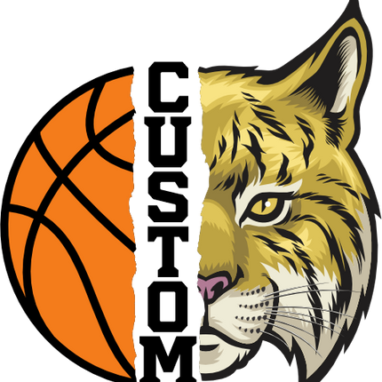 (s145-04-E) Split Mascot Basketball Team Name Custom Text