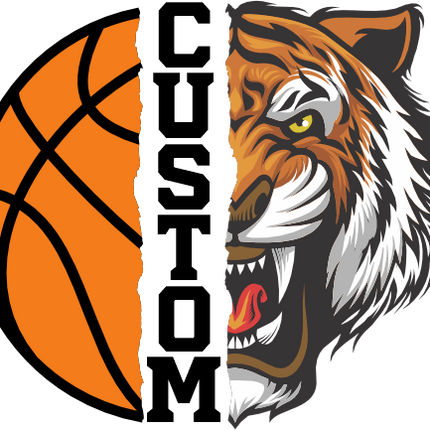 (s145-04-E) Split Mascot Basketball Team Name Custom Text