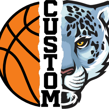 (s145-04-E) Split Mascot Basketball Team Name Custom Text