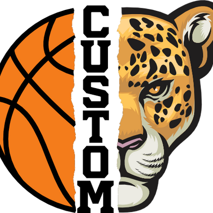 (s145-04-E) Split Mascot Basketball Team Name Custom Text