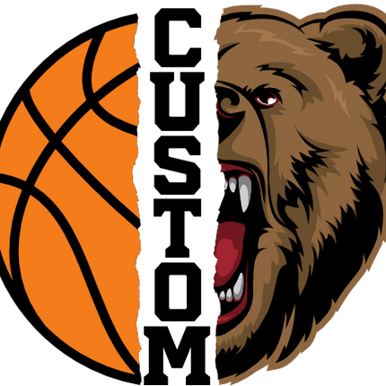 (s145-04-E) Split Mascot Basketball Team Name Custom Text