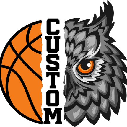 (s145-04-E) Split Mascot Basketball Team Name Custom Text