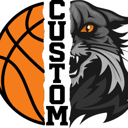 (s145-04-E) Split Mascot Basketball Team Name Custom Text
