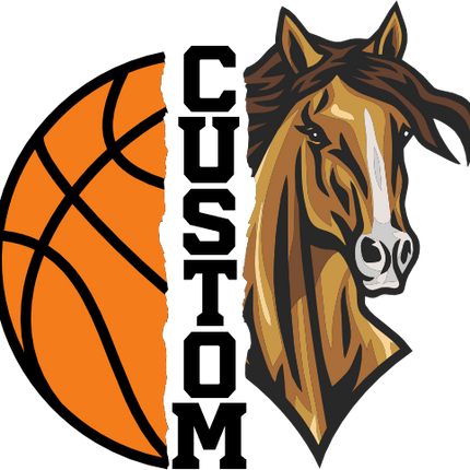 (s145-04-E) Split Mascot Basketball Team Name Custom Text