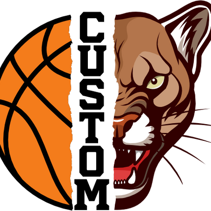 (s145-04-E) Split Mascot Basketball Team Name Custom Text