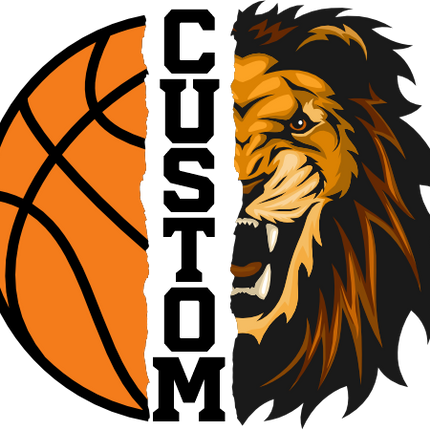 (s145-04-E) Split Mascot Basketball Team Name Custom Text