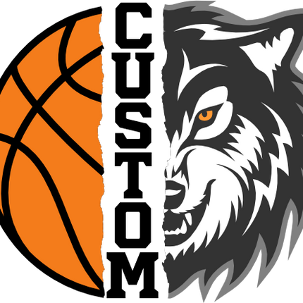 (s145-04-E) Split Mascot Basketball Team Name Custom Text