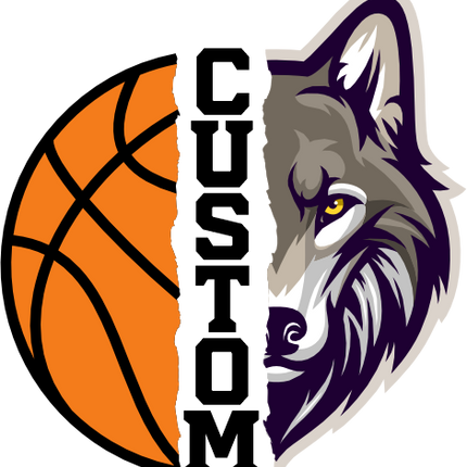 (s145-04-E) Split Mascot Basketball Team Name Custom Text
