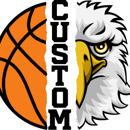 (s145-04-E) Split Mascot Basketball Team Name Custom Text