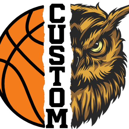 (s145-04-E) Split Mascot Basketball Team Name Custom Text