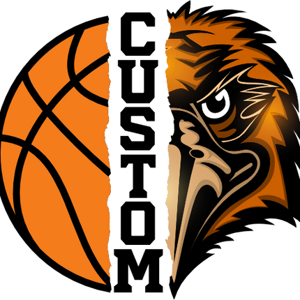 (s145-04-E) Split Mascot Basketball Team Name Custom Text