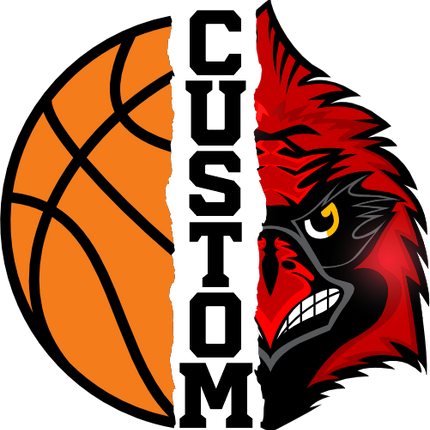 (s145-04-E) Split Mascot Basketball Team Name Custom Text
