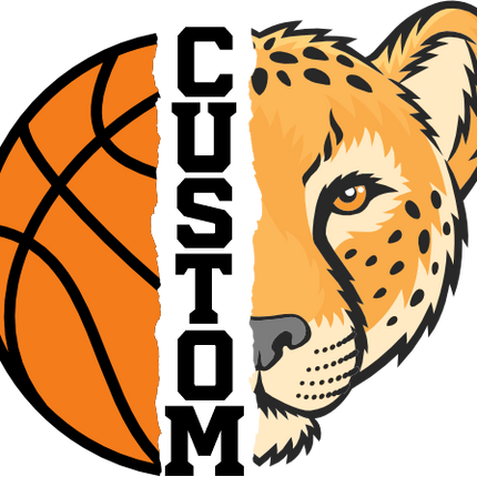 (s145-04-E) Split Mascot Basketball Team Name Custom Text