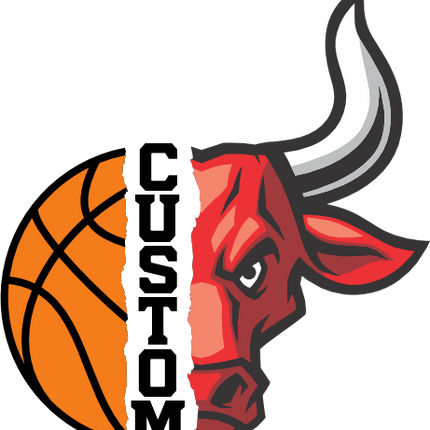 (s145-04-E) Split Mascot Basketball Team Name Custom Text
