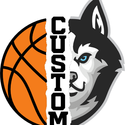 (s145-04-E) Split Mascot Basketball Team Name Custom Text