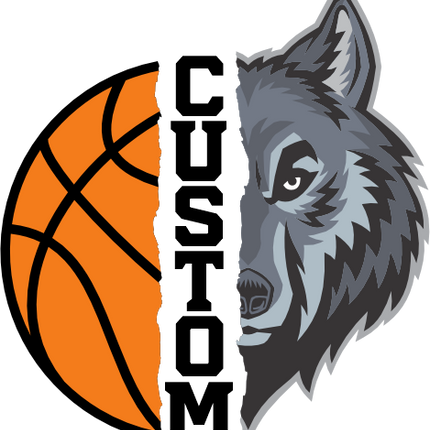 (s145-04-E) Split Mascot Basketball Team Name Custom Text
