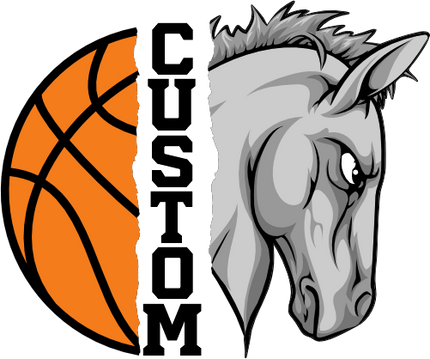 (s145-04-E) Split Mascot Basketball Team Name Custom Text