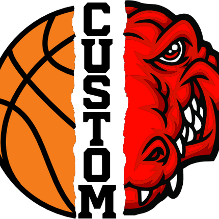 (s145-04-E) Split Mascot Basketball Team Name Custom Text