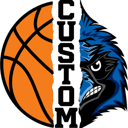 (s145-04-E) Split Mascot Basketball Team Name Custom Text