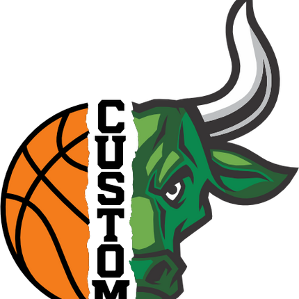(s145-04-E) Split Mascot Basketball Team Name Custom Text