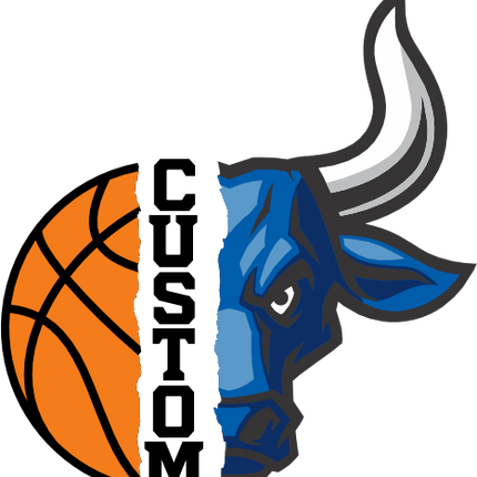 (s145-04-E) Split Mascot Basketball Team Name Custom Text