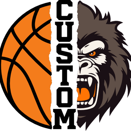 (s145-04-E) Split Mascot Basketball Team Name Custom Text