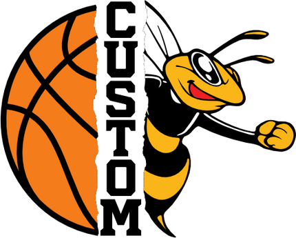 (s145-04-E) Split Mascot Basketball Team Name Custom Text