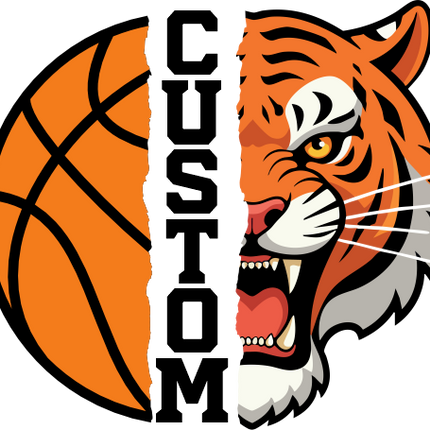 (s145-04-E) Split Mascot Basketball Team Name Custom Text