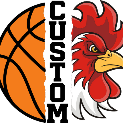 (145-1J-74) Rooster Chicken Split Mascot Basketball
