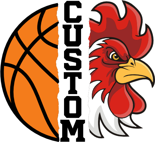 (145-1J-74) Rooster Chicken Split Mascot Basketball