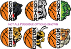 (s145-4E) Split Basketball Team Name Custom Text 58 Mascot Styles