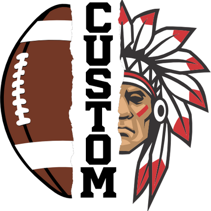 (145-1i-15-1) Native American Split Mascot Football