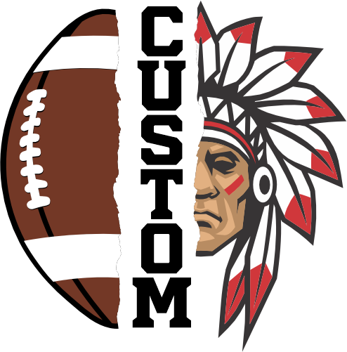 (145-1i-15-1) Native American Split Mascot Football
