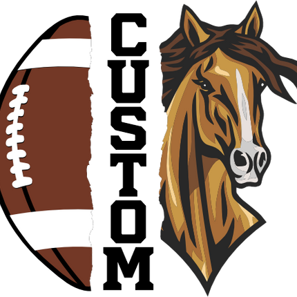 (145-1i-28) Horse Split Mascot Football