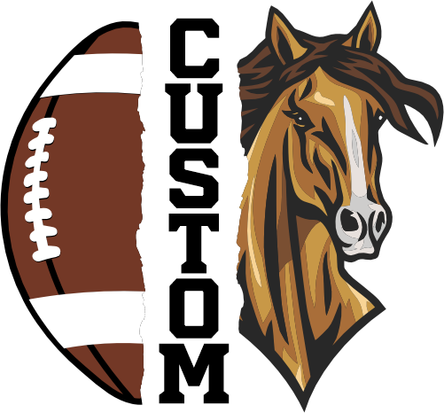 (145-1i-28) Horse Split Mascot Football