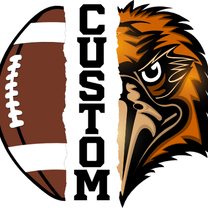 (145-1i-39) Hawk Split Mascot Football