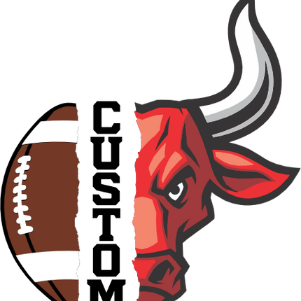 (145-1i-42) Bull Split Mascot Football