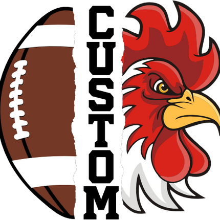 (145-1i-74) Rooster Chicken Split Mascot Football