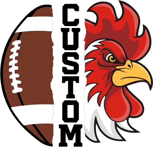 (145-1i-74) Rooster Chicken Split Mascot Football