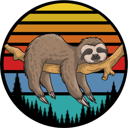 (s117-2-A) Retro Sunset Sloth