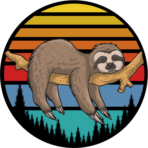 (s117-2-A) Retro Sunset Sloth