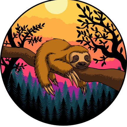 (117-02-B) Retro Sunset Sloth