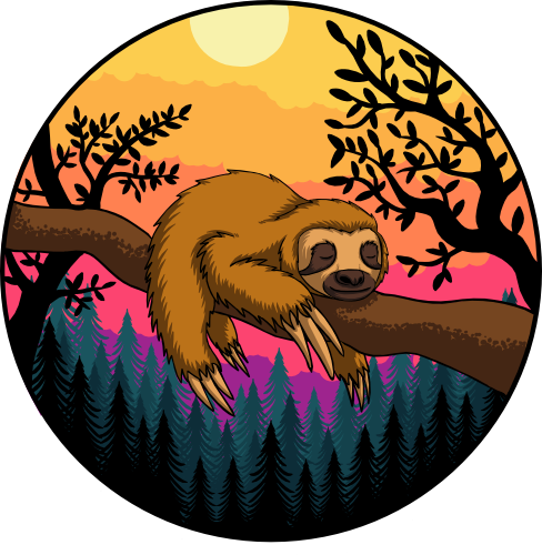 (s117-2-B) Retro Sunset Sloth