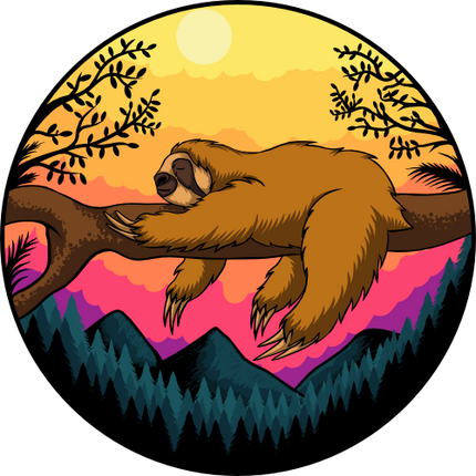 (117-02-C) Retro Sunset Sloth
